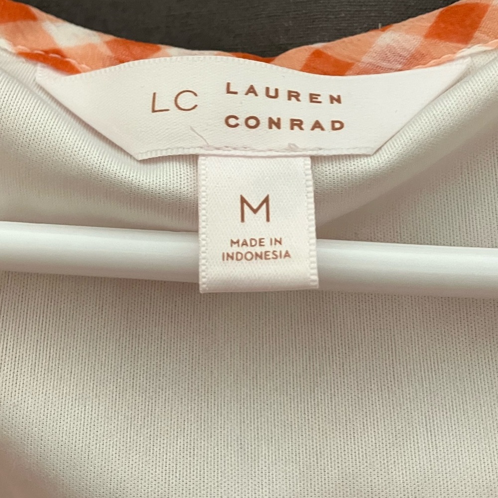 LC Lauren Conrad orange and white checkered dress size medium - Picture 4 of 7